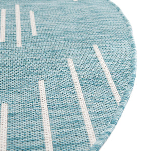 Light Aqua 13' 1 x 13' 1 Outdoor Modern Round Area Rug Weather Resistant for Patio, Deck, Terrace, Balcony, Porch 100% Polypropylene Modern Outside Carpet for Sale at Rug Engine