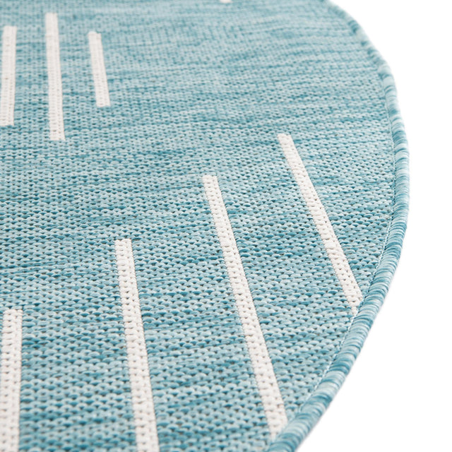 Light Aqua 4' 1 x 4' 1 Outdoor Modern Round Area Rug Weather Resistant for Patio, Deck, Terrace, Balcony, Porch 100% Polypropylene Modern Outside Carpet for Sale at Rug Engine
