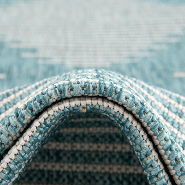 Light Aqua 4' 1 x 4' 1 Outdoor Modern Round Area Rug Weather Resistant for Patio, Deck, Terrace, Balcony, Porch 100% Polypropylene Modern Outside Carpet for Sale at Rug Engine