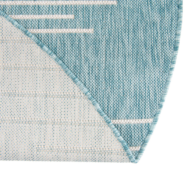Light Aqua 7' 10 x 7' 10 Outdoor Modern Round Area Rug Weather Resistant for Patio, Deck, Terrace, Balcony, Porch 100% Polypropylene Modern Outside Carpet for Sale at Rug Engine