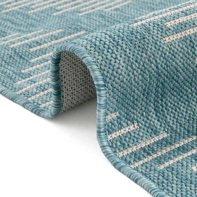 Light Aqua 13' 1 x 13' 1 Outdoor Modern Round Area Rug Weather Resistant for Patio, Deck, Terrace, Balcony, Porch 100% Polypropylene Modern Outside Carpet for Sale at Rug Engine