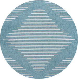 Light Aqua 10' 8 x 10' 8 Outdoor Modern Round Area Rug Weather Resistant for Patio, Deck, Terrace, Balcony, Porch 100% Polypropylene Modern Outside Carpet for Sale at Rug Engine