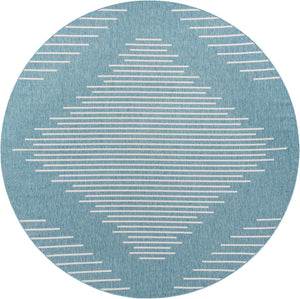 Light Aqua 13' 1 x 13' 1 Outdoor Modern Round Area Rug Weather Resistant for Patio, Deck, Terrace, Balcony, Porch 100% Polypropylene Modern Outside Carpet for Sale at Rug Engine