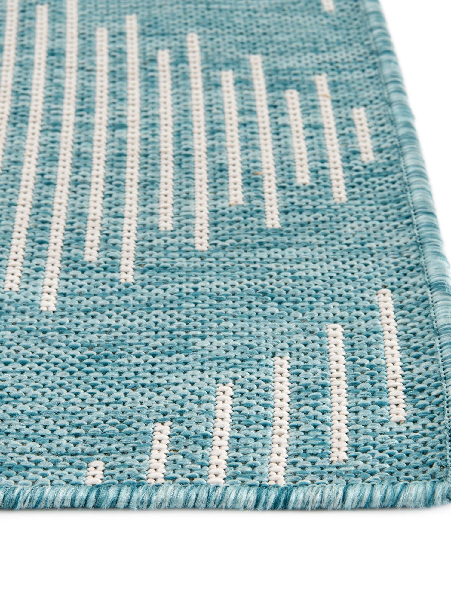 Light Aqua 2' x 5' 3 Outdoor Modern Runner Area Rug Weather Resistant for Patio, Deck, Terrace, Balcony, Porch 100% Polypropylene Modern Outside Carpet for Sale at Rug Engine