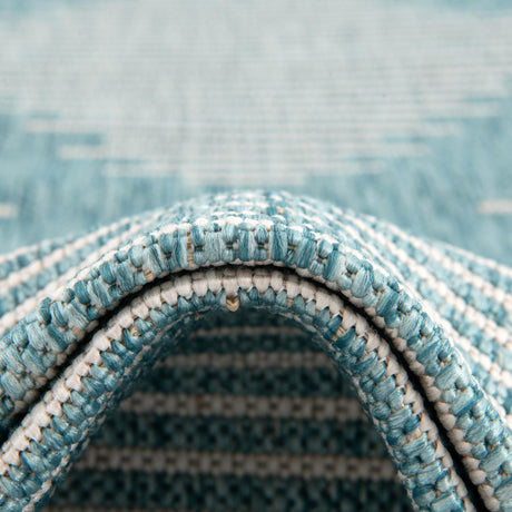 Light Aqua 2' x 8' Outdoor Modern Runner Area Rug Weather Resistant for Patio, Deck, Terrace, Balcony, Porch 100% Polypropylene Modern Outside Carpet for Sale at Rug Engine