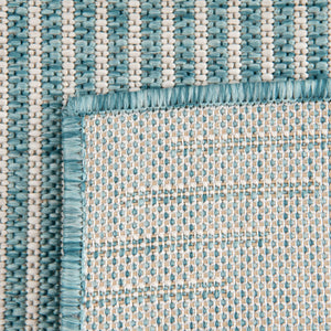 Light Aqua 2' x 8' Outdoor Modern Runner Area Rug Weather Resistant for Patio, Deck, Terrace, Balcony, Porch 100% Polypropylene Modern Outside Carpet for Sale at Rug Engine