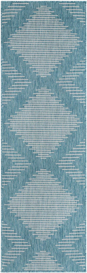 Light Aqua 2' x 8' Outdoor Modern Runner Area Rug Weather Resistant for Patio, Deck, Terrace, Balcony, Porch 100% Polypropylene Modern Outside Carpet for Sale at Rug Engine