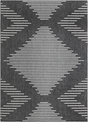 Charcoal Gray 10' x 13' 1 Outdoor Modern Rectangle Area Rug Weather Resistant for Patio, Deck, Terrace, Balcony, Porch 100% Polypropylene Modern Outside Carpet for Sale at Rug Engine
