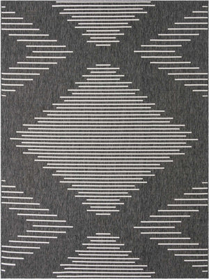 Charcoal Gray 9' x 12' Outdoor Modern Rectangle Area Rug Weather Resistant for Patio, Deck, Terrace, Balcony, Porch 100% Polypropylene Modern Outside Carpet for Sale at Rug Engine