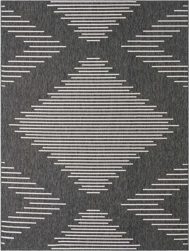 Charcoal Gray 9' x 12' Outdoor Modern Rectangle Area Rug Weather Resistant for Patio, Deck, Terrace, Balcony, Porch 100% Polypropylene Modern Outside Carpet for Sale at Rug Engine
