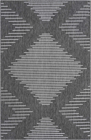 Charcoal Gray 6' 1 x 9' Outdoor Modern Rectangle Area Rug Weather Resistant for Patio, Deck, Terrace, Balcony, Porch 100% Polypropylene Modern Outside Carpet for Sale at Rug Engine