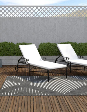 Charcoal Gray 10' x 13' 1 Outdoor Modern Rectangle Area Rug Weather Resistant for Patio, Deck, Terrace, Balcony, Porch 100% Polypropylene Modern Outside Carpet for Sale at Rug Engine