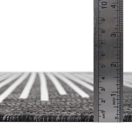 Charcoal Gray 9' x 12' Outdoor Modern Rectangle Area Rug Weather Resistant for Patio, Deck, Terrace, Balcony, Porch 100% Polypropylene Modern Outside Carpet for Sale at Rug Engine