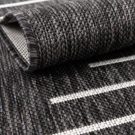 Charcoal Gray 3' 1 x 5' 3 Outdoor Modern Rectangle Area Rug Weather Resistant for Patio, Deck, Terrace, Balcony, Porch 100% Polypropylene Modern Outside Carpet for Sale at Rug Engine