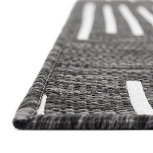Charcoal Gray 7' 1 x 10' Outdoor Modern Rectangle Area Rug Weather Resistant for Patio, Deck, Terrace, Balcony, Porch 100% Polypropylene Modern Outside Carpet for Sale at Rug Engine