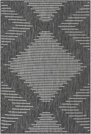 Charcoal Gray 4' 1 x 6' 1 Outdoor Modern Rectangle Area Rug Weather Resistant for Patio, Deck, Terrace, Balcony, Porch 100% Polypropylene Modern Outside Carpet for Sale at Rug Engine