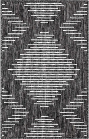 Charcoal Gray 2' x 3' 1 Outdoor Modern Rectangle Area Rug Weather Resistant for Patio, Deck, Terrace, Balcony, Porch 100% Polypropylene Modern Outside Carpet for Sale at Rug Engine
