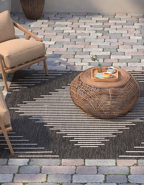 Charcoal Gray 11' x 11' Outdoor Modern Square Rug