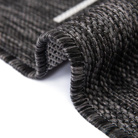 Charcoal Gray 6' 1 x 6' 1 Outdoor Modern Square Area Rug Weather Resistant for Patio, Deck, Terrace, Balcony, Porch 100% Polypropylene Modern Outside Carpet for Sale at Rug Engine