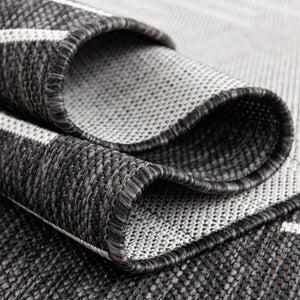 Charcoal Gray 6' 1 x 6' 1 Outdoor Modern Square Area Rug Weather Resistant for Patio, Deck, Terrace, Balcony, Porch 100% Polypropylene Modern Outside Carpet for Sale at Rug Engine