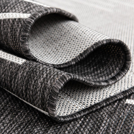 Charcoal Gray 6' 1 x 6' 1 Outdoor Modern Square Area Rug Weather Resistant for Patio, Deck, Terrace, Balcony, Porch 100% Polypropylene Modern Outside Carpet for Sale at Rug Engine