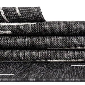 Charcoal Gray 6' 1 x 6' 1 Outdoor Modern Square Area Rug Weather Resistant for Patio, Deck, Terrace, Balcony, Porch 100% Polypropylene Modern Outside Carpet for Sale at Rug Engine