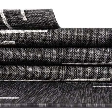 Charcoal Gray 6' 1 x 6' 1 Outdoor Modern Square Area Rug Weather Resistant for Patio, Deck, Terrace, Balcony, Porch 100% Polypropylene Modern Outside Carpet for Sale at Rug Engine