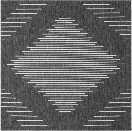 Charcoal Gray 7' 1 x 7' 1 Outdoor Modern Square Area Rug Weather Resistant for Patio, Deck, Terrace, Balcony, Porch 100% Polypropylene Modern Outside Carpet for Sale at Rug Engine