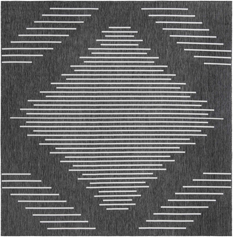 Charcoal Gray 11' x 11' Outdoor Modern Square Rug