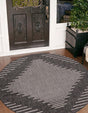 Charcoal Gray 10' x 10' Outdoor Modern Round Area Rug Weather Resistant for Patio, Deck, Terrace, Balcony, Porch 100% Polypropylene Modern Outside Carpet for Sale at Rug Engine