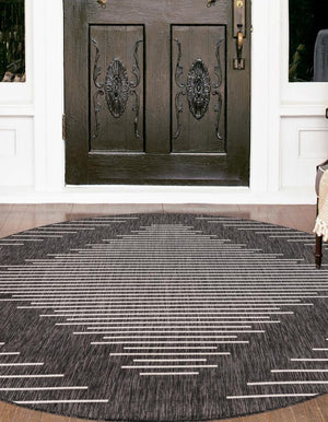 Charcoal Gray 13' 1 x 13' 1 Outdoor Modern Round Area Rug Weather Resistant for Patio, Deck, Terrace, Balcony, Porch 100% Polypropylene Modern Outside Carpet for Sale at Rug Engine