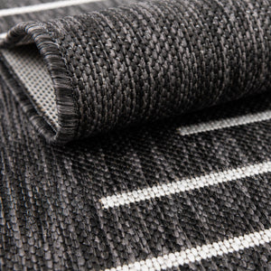 Charcoal Gray 5' 3 x 5' 3 Outdoor Modern Round Area Rug Weather Resistant for Patio, Deck, Terrace, Balcony, Porch 100% Polypropylene Modern Outside Carpet for Sale at Rug Engine