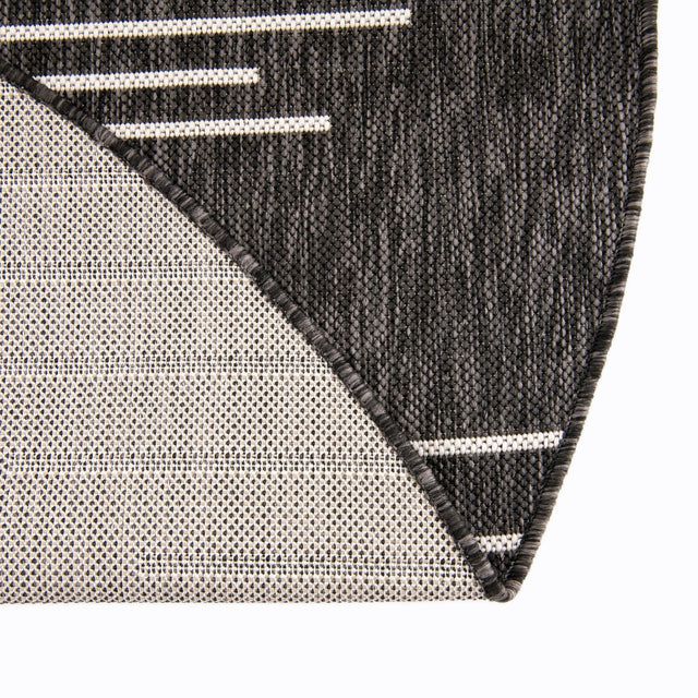 Charcoal Gray 7' 10 x 7' 10 Outdoor Modern Round Area Rug Weather Resistant for Patio, Deck, Terrace, Balcony, Porch 100% Polypropylene Modern Outside Carpet for Sale at Rug Engine