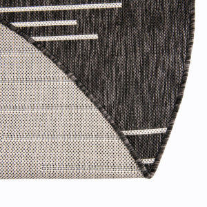 Charcoal Gray 4' 1 x 4' 1 Outdoor Modern Round Area Rug Weather Resistant for Patio, Deck, Terrace, Balcony, Porch 100% Polypropylene Modern Outside Carpet for Sale at Rug Engine