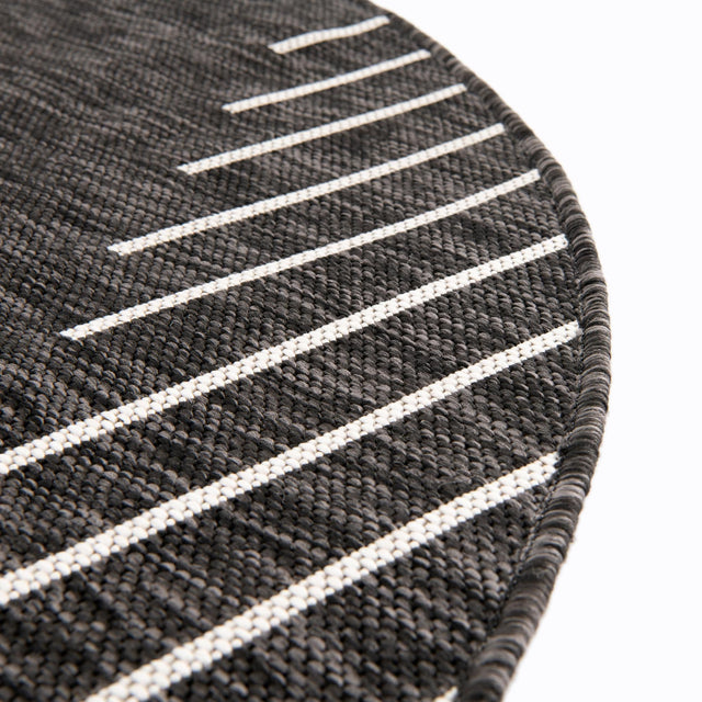 Charcoal Gray 6' 1 x 6' 1 Outdoor Modern Round Area Rug Weather Resistant for Patio, Deck, Terrace, Balcony, Porch 100% Polypropylene Modern Outside Carpet for Sale at Rug Engine