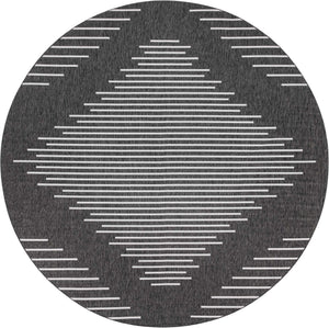 Charcoal Gray 13' 1 x 13' 1 Outdoor Modern Round Area Rug Weather Resistant for Patio, Deck, Terrace, Balcony, Porch 100% Polypropylene Modern Outside Carpet for Sale at Rug Engine