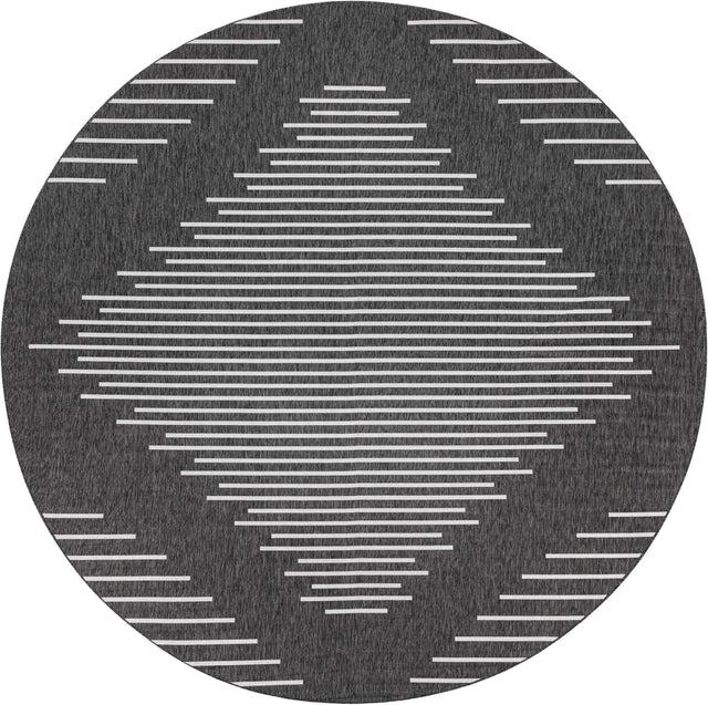 Charcoal Gray 13' 1 x 13' 1 Outdoor Modern Round Area Rug Weather Resistant for Patio, Deck, Terrace, Balcony, Porch 100% Polypropylene Modern Outside Carpet for Sale at Rug Engine