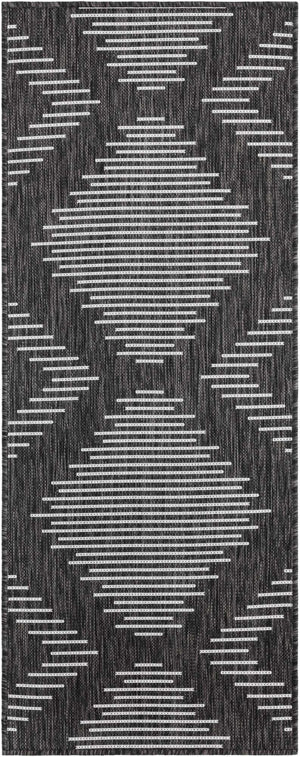 Charcoal Gray 2' x 5' 3 Outdoor Modern Runner Area Rug Weather Resistant for Patio, Deck, Terrace, Balcony, Porch 100% Polypropylene Modern Outside Carpet for Sale at Rug Engine