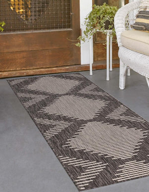 Charcoal Gray 3' 3 x 14' 1 Outdoor Modern Runner Area Rug Weather Resistant for Patio, Deck, Terrace, Balcony, Porch 100% Polypropylene Modern Outside Carpet for Sale at Rug Engine
