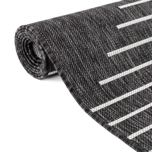 Charcoal Gray 3' 3 x 12' Outdoor Modern Runner Area Rug Weather Resistant for Patio, Deck, Terrace, Balcony, Porch 100% Polypropylene Modern Outside Carpet for Sale at Rug Engine