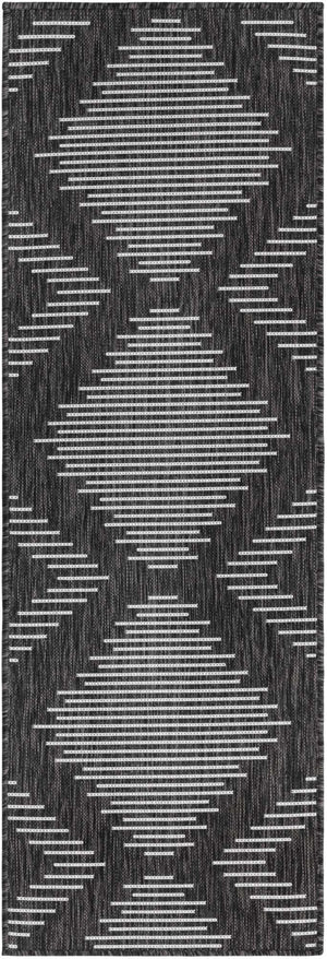 Charcoal Gray 2' x 6' 1 Outdoor Modern Runner Area Rug Weather Resistant for Patio, Deck, Terrace, Balcony, Porch 100% Polypropylene Modern Outside Carpet for Sale at Rug Engine