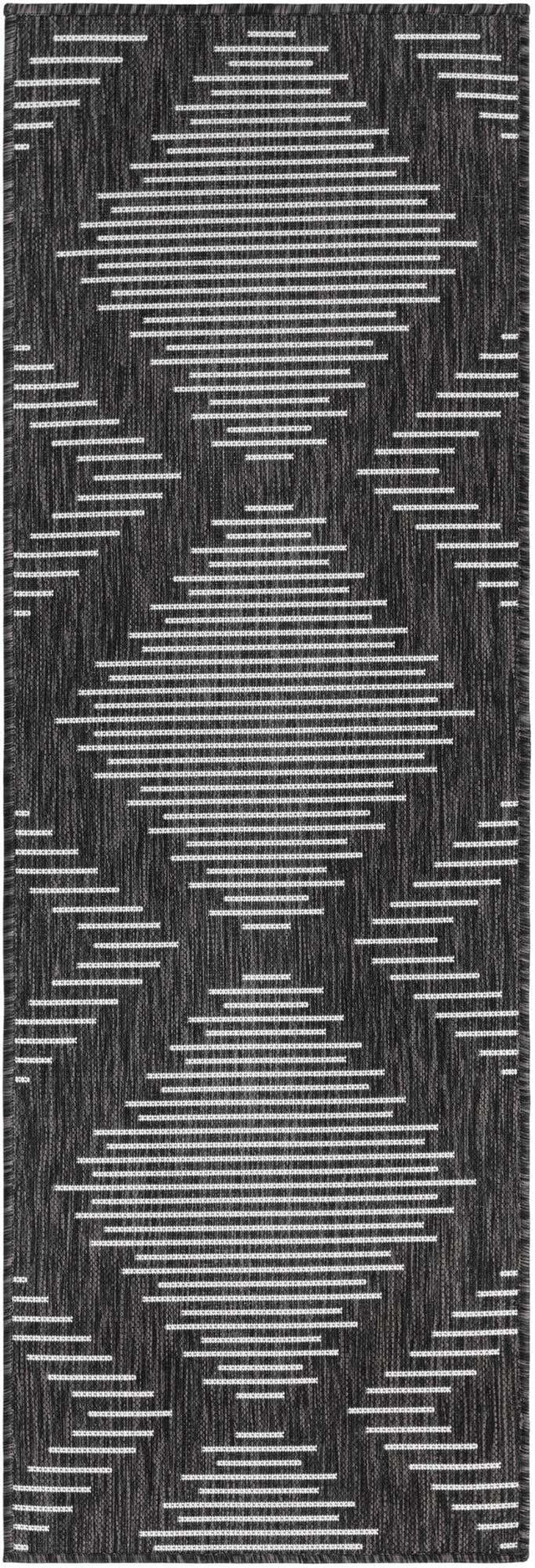 Charcoal Gray 2' x 6' 1 Outdoor Modern Runner Area Rug Weather Resistant for Patio, Deck, Terrace, Balcony, Porch 100% Polypropylene Modern Outside Carpet for Sale at Rug Engine
