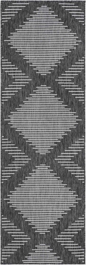 Charcoal Gray 2' x 8' Outdoor Modern Runner Area Rug Weather Resistant for Patio, Deck, Terrace, Balcony, Porch 100% Polypropylene Modern Outside Carpet for Sale at Rug Engine