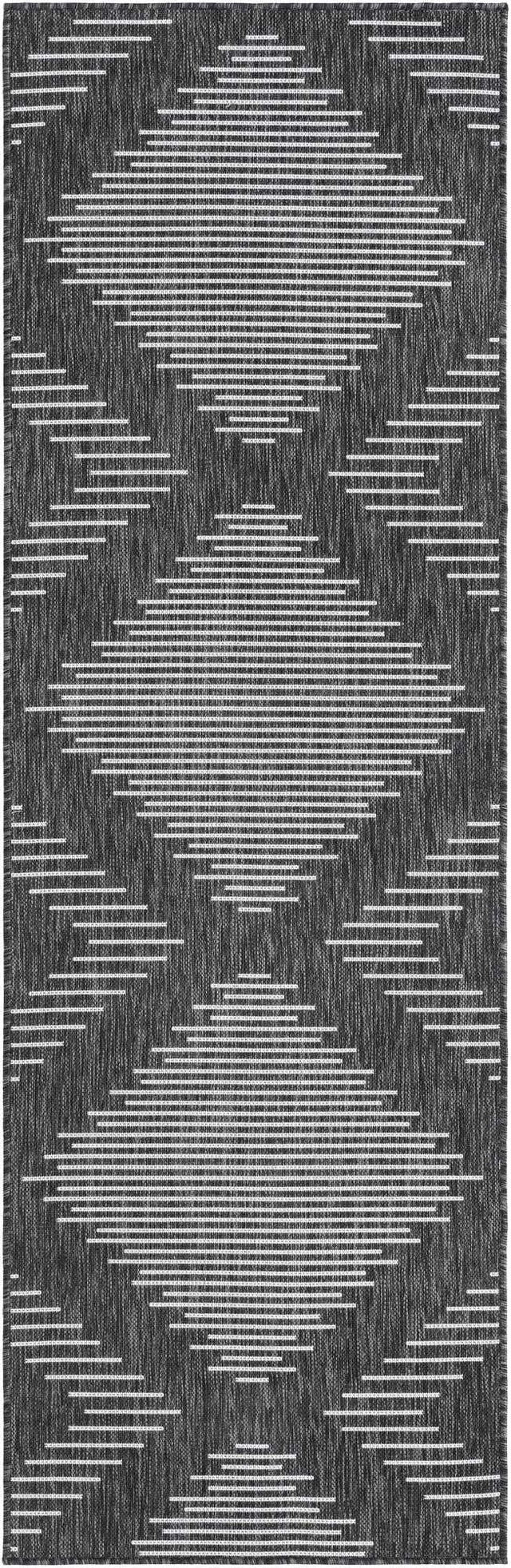 Charcoal Gray 2' x 8' Outdoor Modern Runner Area Rug Weather Resistant for Patio, Deck, Terrace, Balcony, Porch 100% Polypropylene Modern Outside Carpet for Sale at Rug Engine
