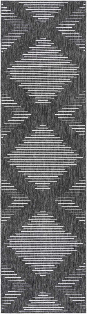 Charcoal Gray 3' 3 x 12' Outdoor Modern Runner Area Rug Weather Resistant for Patio, Deck, Terrace, Balcony, Porch 100% Polypropylene Modern Outside Carpet for Sale at Rug Engine