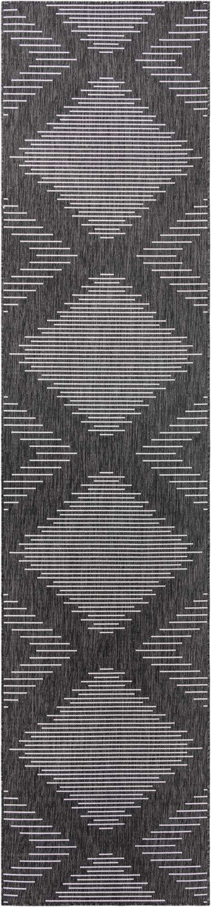 Charcoal Gray 3' 3 x 14' 1 Outdoor Modern Runner Area Rug Weather Resistant for Patio, Deck, Terrace, Balcony, Porch 100% Polypropylene Modern Outside Carpet for Sale at Rug Engine