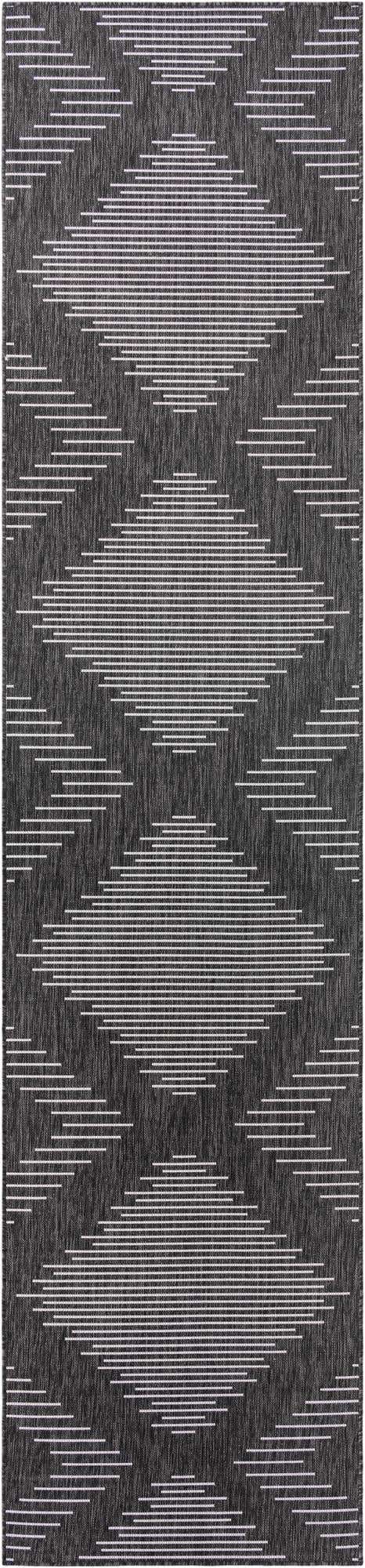 Charcoal Gray 3' 3 x 14' 1 Outdoor Modern Runner Area Rug Weather Resistant for Patio, Deck, Terrace, Balcony, Porch 100% Polypropylene Modern Outside Carpet for Sale at Rug Engine