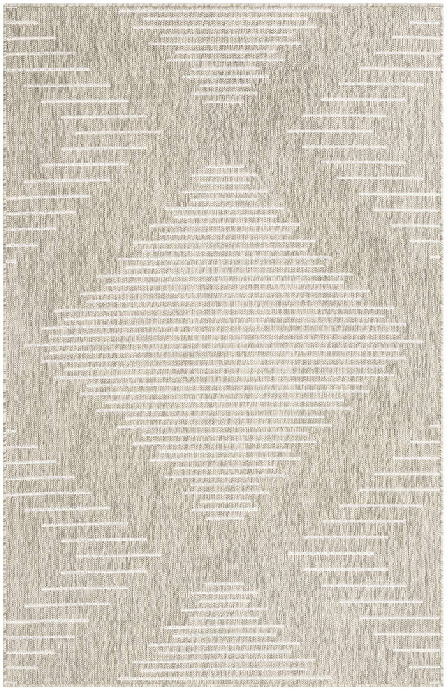 Gray 5' 3 x 8' Outdoor Modern Rectangle Area Rug Weather Resistant for Patio, Deck, Terrace, Balcony, Porch 100% Polypropylene Modern Outside Carpet for Sale at Rug Engine