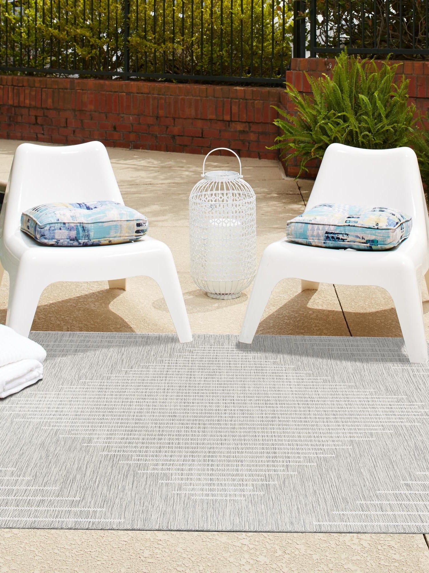 Gray 12' x 12' Outdoor Modern Square Area Rug Weather Resistant for Patio, Deck, Terrace, Balcony, Porch 100% Polypropylene Modern Outside Carpet for Sale at Rug Engine
