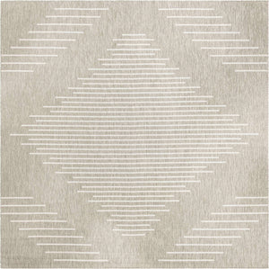Gray 13' 1 x 13' 1 Outdoor Modern Square Area Rug Weather Resistant for Patio, Deck, Terrace, Balcony, Porch 100% Polypropylene Modern Outside Carpet for Sale at Rug Engine